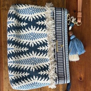 Spartina 449 Blue and White Crochet Clutch